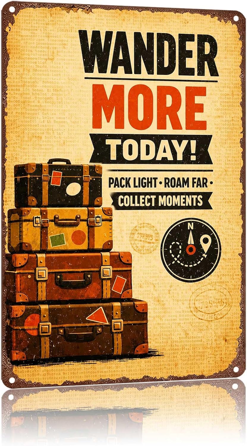 Lighting Metal Wall Decor - Metal Sign Wander More Today Pack