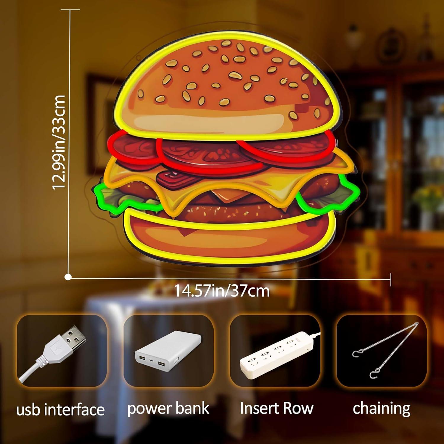 Burger Neon Sign LED Hamburger - Lighting Decor Items recension och pris
